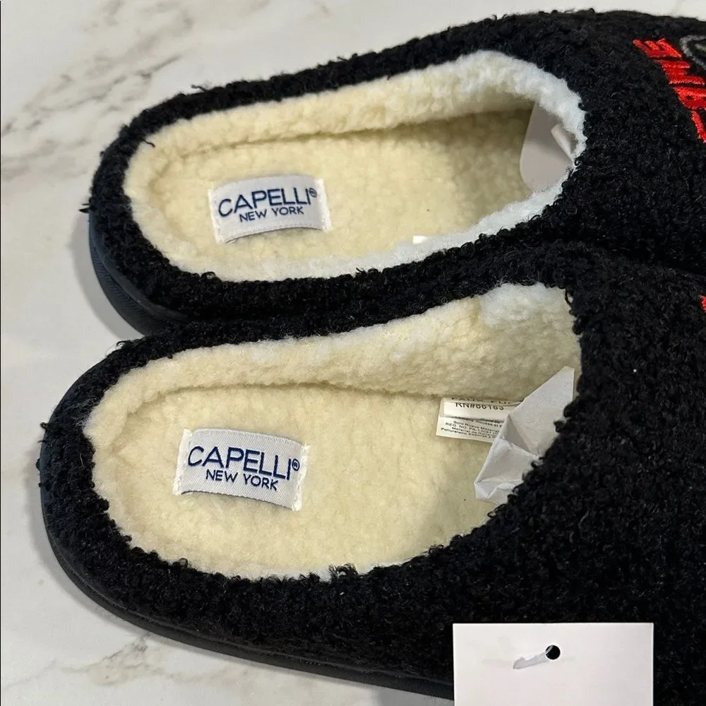 Capellini Kids Gamer Themed Slippers Indoor NEW Size 3/4 Black Faux Fur Medium